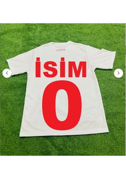 Isime Özel Baskılı Türkiye Retro Beyaz Milli Takım Yetişkin Tişört Halı Saha Forması