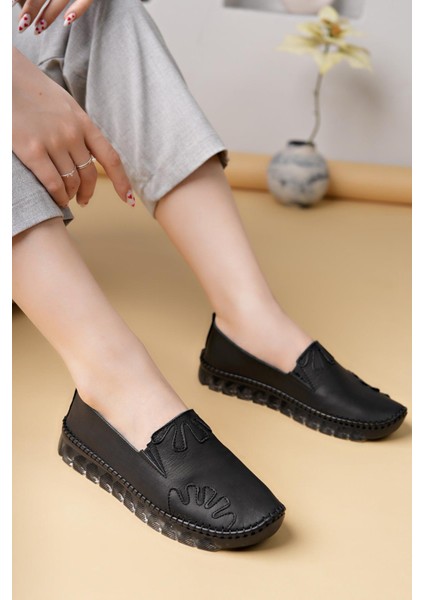 Knc 10 Siyah Hakiki Deri Şeffaf Taban Kadın Ayakkabı fiyatları