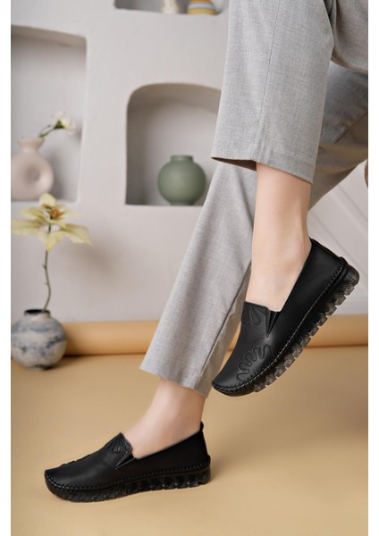 Knc 10 Siyah Hakiki Deri Şeffaf Taban Kadın Ayakkabı fırsatları