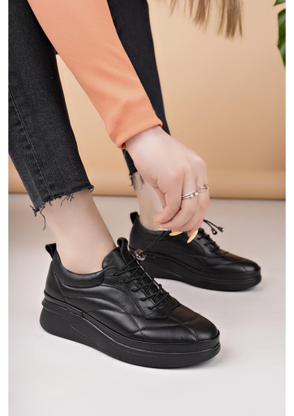 Modessa 123 Siyah Lastik Bağcıklı Hakiki Soft Deri Kadın Ayakkabı fiyatları
