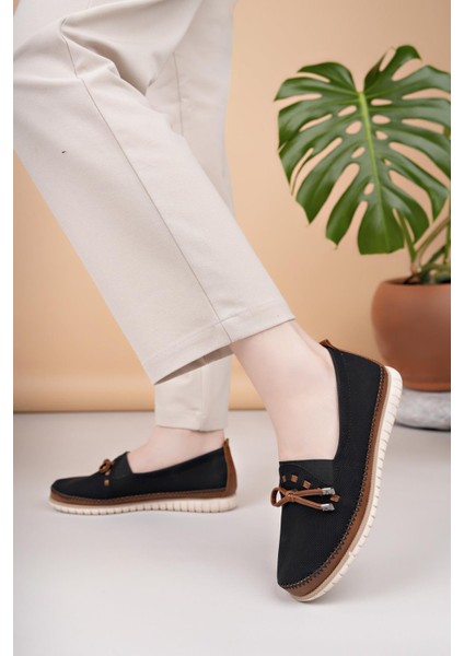 Nesil Shoes Selena 348 Siyah Taba Günlük Kadın Ayakkabı