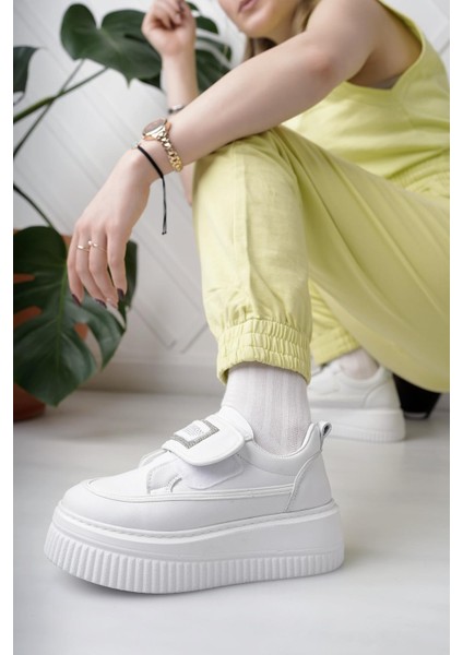 Dvm 1111 Beyaz Cırtlı Kalın Taban Kadın Sneakers modelleri