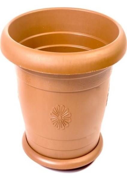 (2 Adet) Plastik Kahverengi Klasik Bahçe Çiçek Saksısı No: 7 (47X39) 35 Lt