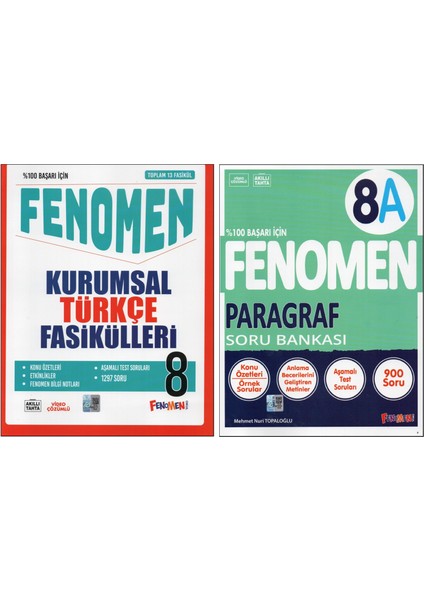 Fenomen 8. Sınıf Kurumsal Türkçe Fasiküller+Fenomen 8A Paragraf (2 Kitap)