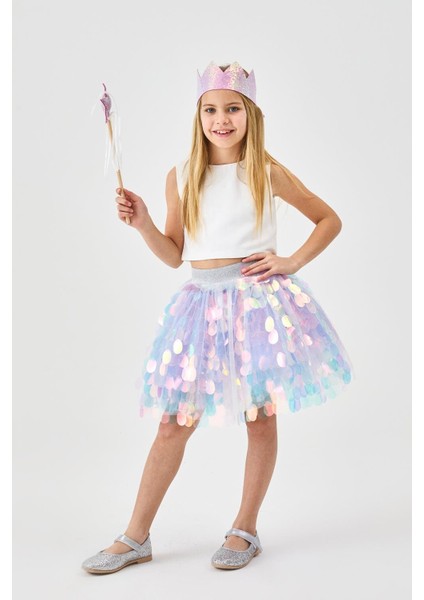 Lila Büyük Pullu Kız Çocuk Etek - Stacy modelleri