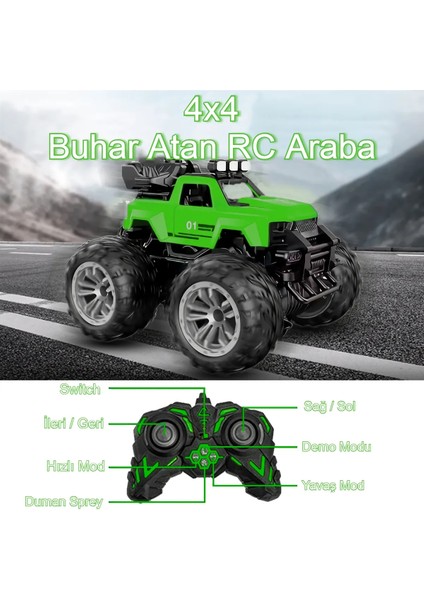 Uzaktan Kumandalı Şarjlı Duman Atan Araba 4x4 Buharlı Işıklı Uzaktan Kumandalı Off Road Araba Rc Stu fiyatları