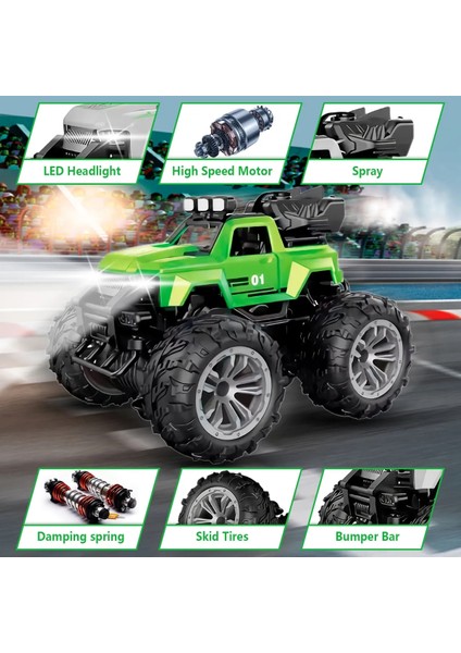 Uzaktan Kumandalı Şarjlı Duman Atan Araba 4x4 Buharlı Işıklı Uzaktan Kumandalı Off Road Araba Rc Stu