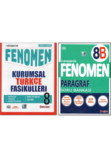 Fenomen 8. Sınıf Kurumsal Türkçe Fasikülleri+Fenomen 8b Paragraf (2 Kitap)