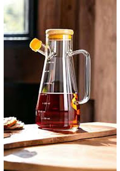 Bambu Kapaklı 900ML Borosilikat Cam Yağlık & Sosluk fırsatları