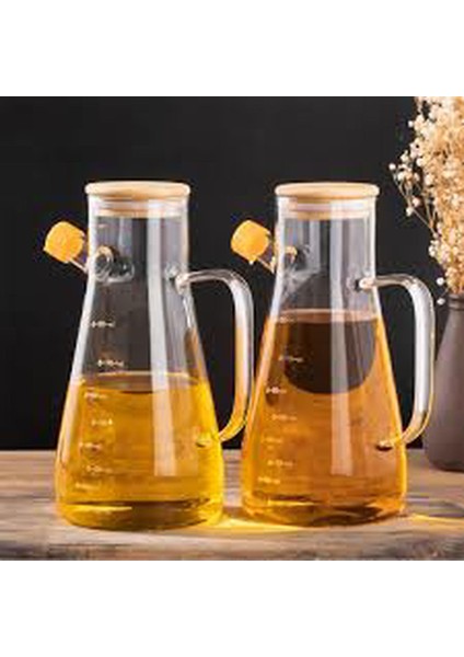 Bambu Kapaklı 900ML Borosilikat Cam Yağlık & Sosluk indirimleri