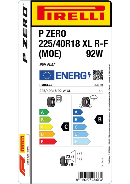225/40 R18 92W Xl Rft Moe P Zero Oto Yaz Lastiği (Üretim Yılı:2025) fiyatları