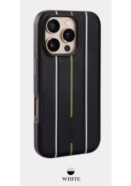 iPhone 14 Puloka Premium Design Kılıf – Şık 3 Çizgili Siyah Tasarım