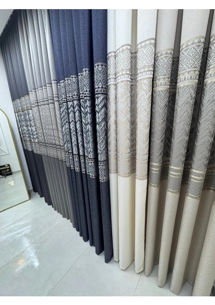 Nivemeshome Avşa DESEN:632349 502 Lacivert 1/3 Sık Pile Fon Perde Apm indirimleri