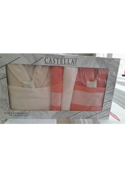 Castella 8 Parça %100 Pamuk Kutulu Çeyizlik Aile Bornoz Seti | Bornoz Takımı | Çeyiz Seti fiyatları