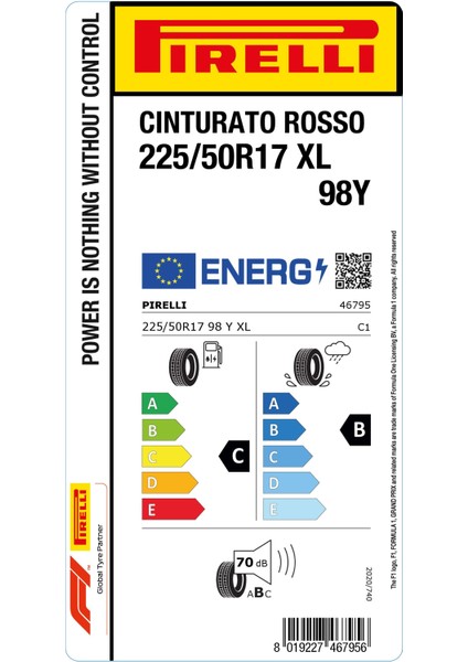 225/50 R17 98Y Xl Cinturato Rosso Oto Yaz Lastiği (Üretim Yılı:2025) fiyatları