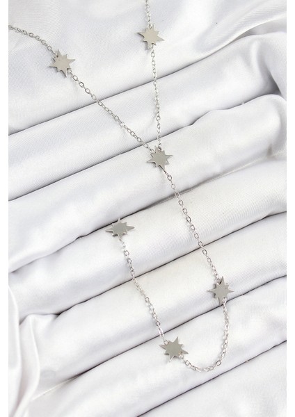 316L Çelik Kutup Yıldızı Figürlü Y Model Gümüş Renk Kadın Kolye