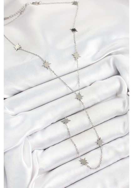 316L Çelik Kutup Yıldızı Figürlü Y Model Gümüş Renk Kadın Kolye fiyatları