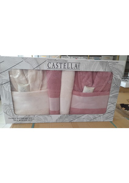 Castella 8 Parça %100 Pamuk Kutulu Çeyizlik Aile Bornoz Seti | Bornoz Takımı | Çeyiz Seti fiyatları