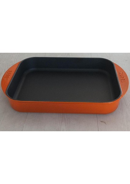 Döküm 23X31 cm Dikdörtgen Düz Tepsi Parlak Turuncu