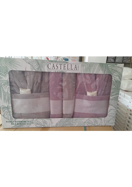 Castella 8 Parça %100 Pamuk Kutulu Çeyizlik Aile Bornoz Seti | Bornoz Takımı | Çeyiz Seti fiyatları