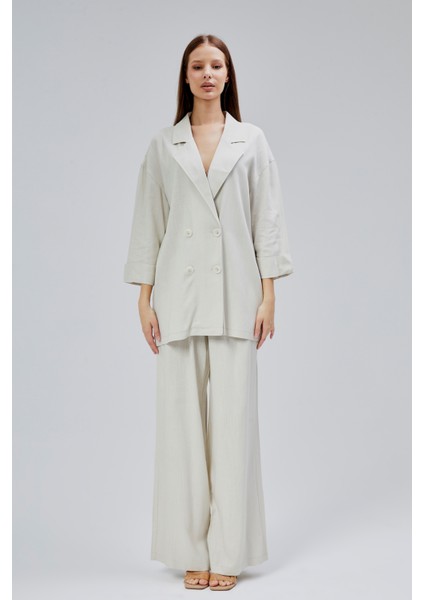 Naturel Oversize Yarım Kol Keten Takım fiyatları