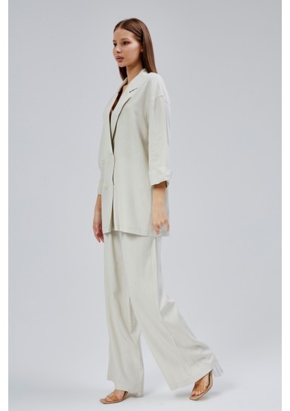 Naturel Oversize Yarım Kol Keten Takım fırsatları