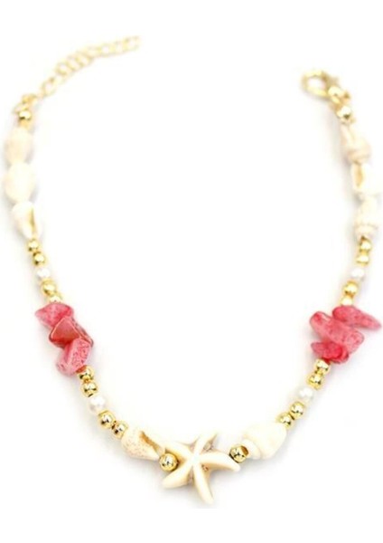 Renkli Pembe Deniz Kabuklu Şık Halhal, Zarif Takı Tasarımı fiyatları