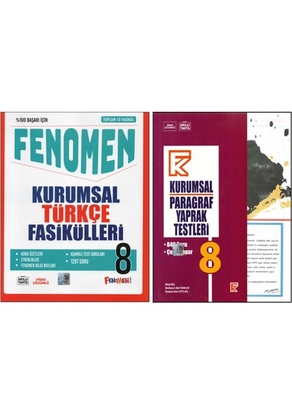 Fenomen 8.sınıf Kurumsal Türkçe Fasikülleri +Kurmay Kurumsal Paragraf Yaprak Test (2 Kitap)