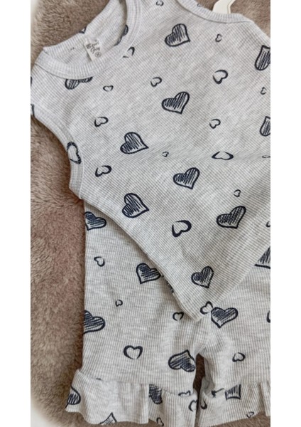 Is Berceste Kız Çocuk Gri Fırfırlı Japone Desenli Kız Çocuk Alt Üst Şort Takım fiyatları