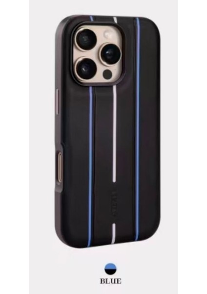 iPhone 15 Puloka Premium Design Kılıf – Şık 3 Çizgili Siyah Tasarım