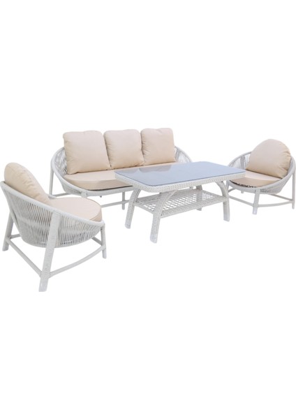 Marise | Üçlü Rattan Bahçe Oturma Grubu | 3+1+1+Sehpalı Bahçe Takımı