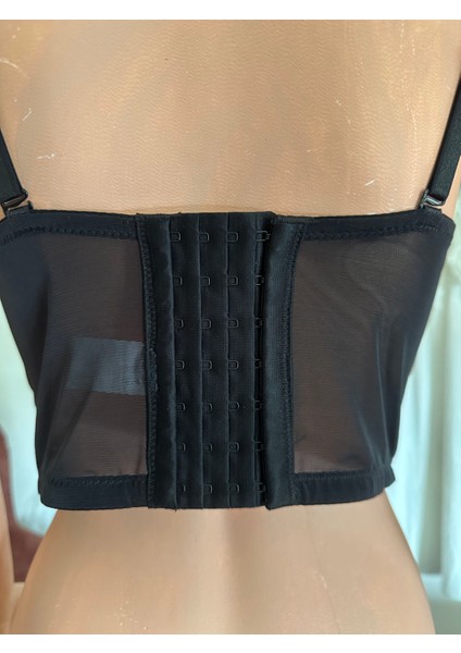 Kristal Taş Işlemeli Özel Tasarım Geceler ve Partiler Için Uygun Balenli ve Yarı Push Up Dolgulu Korse Crop fırsatları