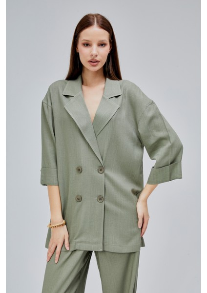 Haki Oversize Yarım Kol Keten Takım fırsatları