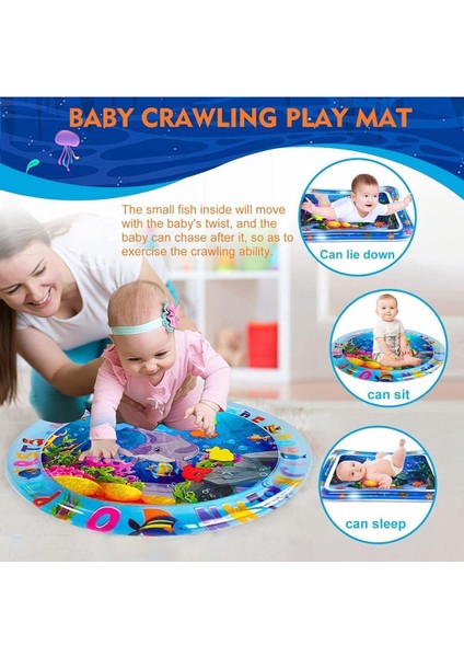 Yumuşak Yuvarlak Bebek Su Oyun Matı, Tummy Time, 60 Cm, Beyaz Renk modelleri