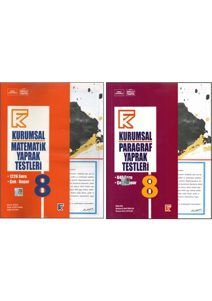 8.sınıf Kurumsal Matematik Yaprak Test +Kurmay Paragraf Yaprak Test (2 Kitap)
