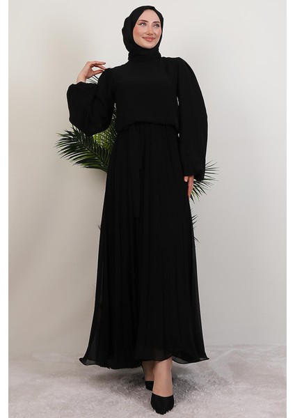 Ümra Şifon Elbise Siyah modelleri