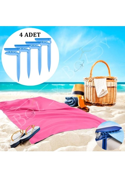 Renkli 4'lü Havlu Kazığı Seti, Pratik ve Şık Plaj Sabitleyici