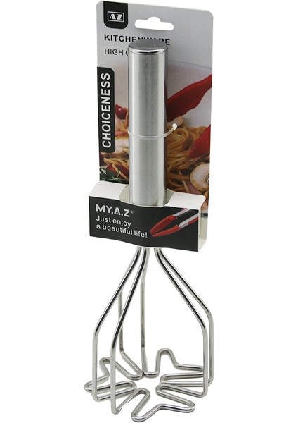 Paslanmaz Çelik Patates Ezici Kalp Şekil Metal Saplı 25.5cm (4741)
