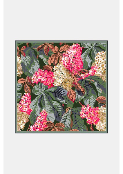 Twill İpek Eşarp - 4145-57 Yeşil Pembe