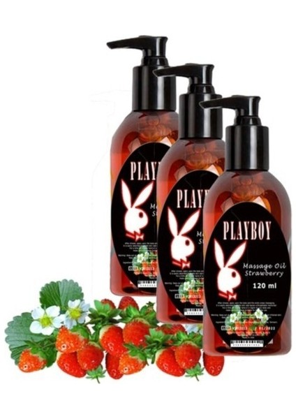 Strawberry Massage Oil 3 Adet Çilek Aromalı Vücut Masaj Yağı