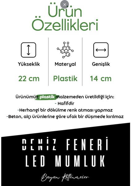 Deniz Feneri + Led Mumluk - Led Tealight Dekoratif Obje - Biblo - Dekor (Led Mumluk Dahil) fiyatları