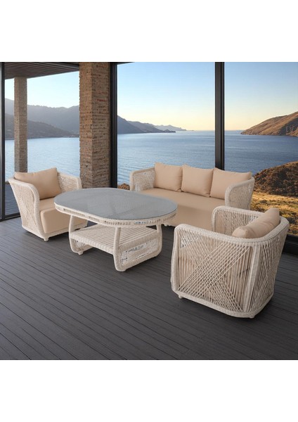 Psine | Üçlü Rattan Bahçe Oturma Grubu | 3+1+1+Sehpalı Bahçe Takımı fiyatları