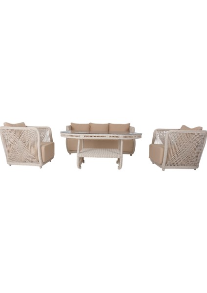 Psine | Üçlü Rattan Bahçe Oturma Grubu | 3+1+1+Sehpalı Bahçe Takımı indirimleri