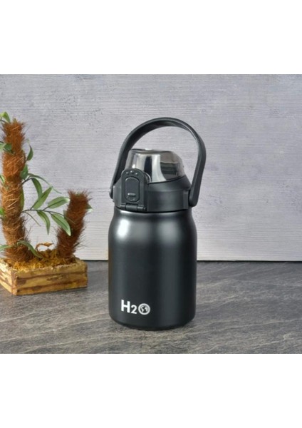 Siyah Çelik H2O Termos Matara 1000 ml