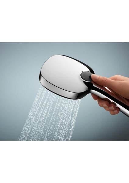 Vitalio Comfort 110 El Duşu Seti, 110 mm Kare 2 Akışlı El Duşu, Duş Başlığı Tutucu, 1750 mm Duş Hortumu, Duş Başlığı Seti, Krom, 26399001