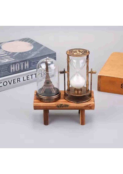 Fanus Içinde Eyfel Kulesi Kum Saati Led'li Retro Metal Tower Biblo Ahşap Ayaklı Dekoratif Hediyelik Masaüstü Aksesuar Özel Seri fırsatları