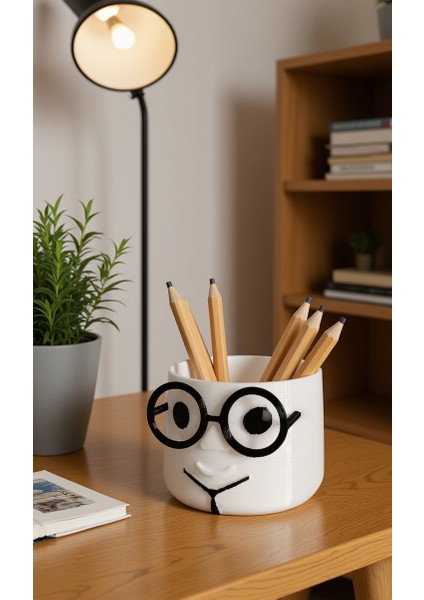 Gözlüklü Profesör Kalemlik Masaüstü Kalem Kutusu fırsatları