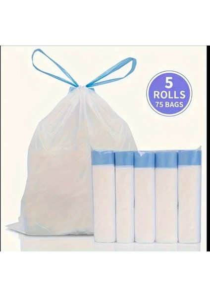 75 Adet 5 Rulo, Ekstra Büyük Ipli Otomatik Kedi Tuvaleti Poşeti Torbası- 50*45 Ölçülerinde Tek Kullanimlik Çöp Torbalari, Dayanaklı, Sızdırmaz ve Kolay Yırtılabilir modelleri