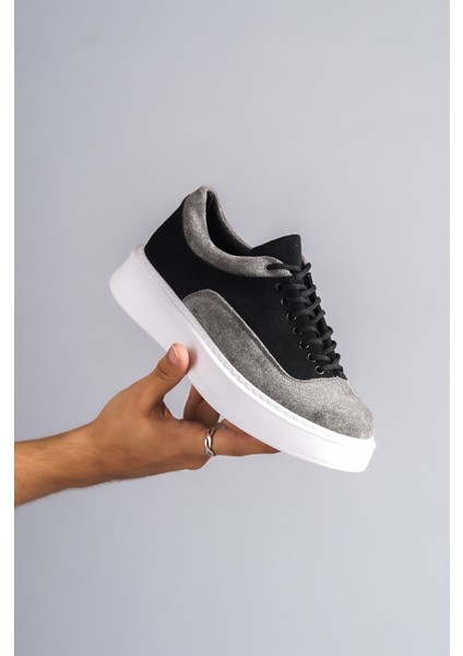 J005 Bağcıklı Ortopedik Taban Süet Günlük Erkek Spor Sneaker Ayakkabı Bt Siyah/gri modelleri