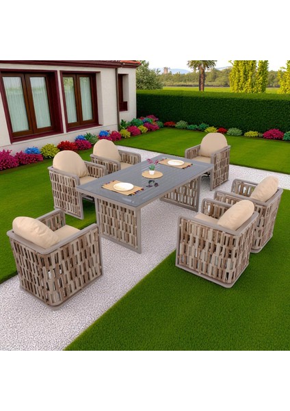 Talia | Rattan Bahçe Masa Takımı | 100X200 6 Kişilik Bahçe Mobilyası fiyatları